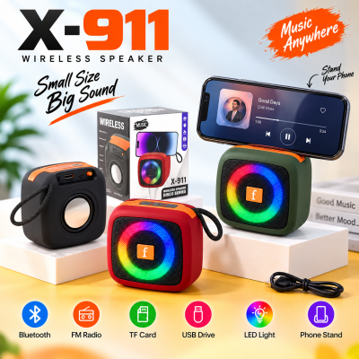 X-911 Portable Wireless Mini Bluetooth Speaker – 5W Sound with Vibration Diaphragm, Bluetooth 5.0, FM Radio, USB, TF Card & AUX Support (1200mAh Battery)